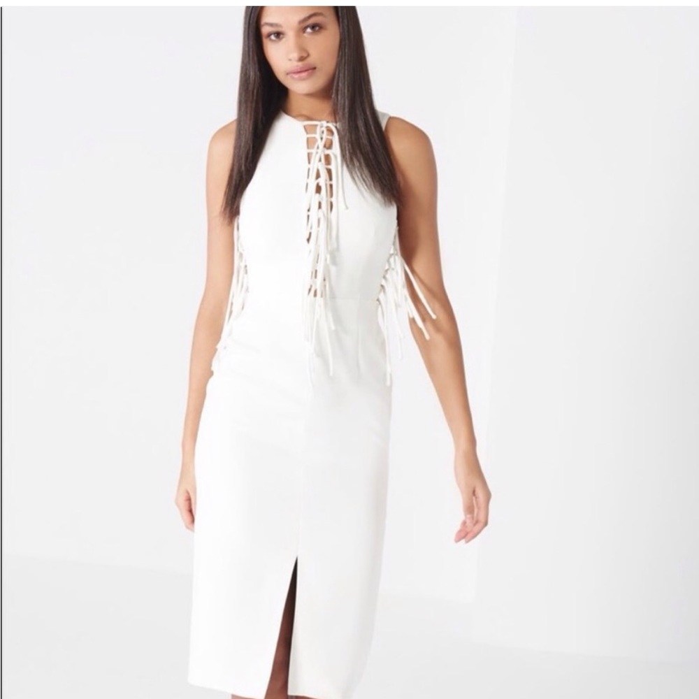 Lavish Alice Off White Tie Bodycon Dress